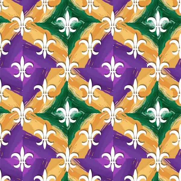 Mardi Gras Carnival pattern with fleur-de-lis. Vector illustration — Stock Vector