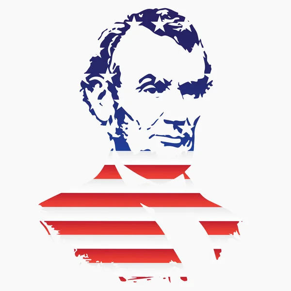 Sziluettjét Abraham Lincoln a textúra az Egyesült Államok nemzeti zászlaja — Stock Vector