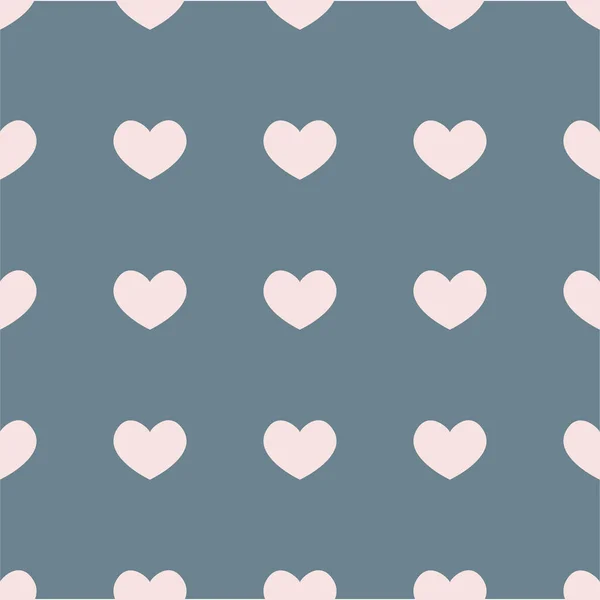 Flat vector seamless pattern with pink hearts on gray background — Stock Vector