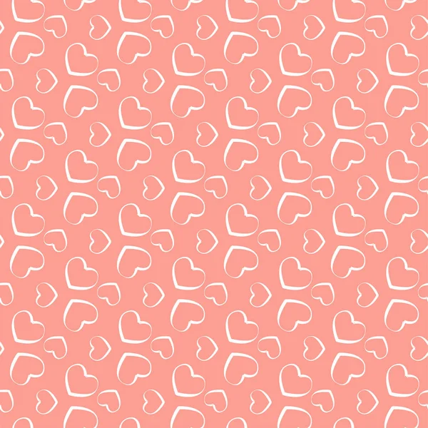 Vecteur plat motif sans couture avec des cœurs roses sur fond gris — Image vectorielle