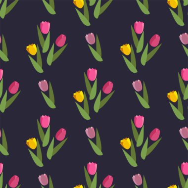 Vektör romantik laleler ile çizilmiş arka plan ver. Vintage seamless modeli laleler