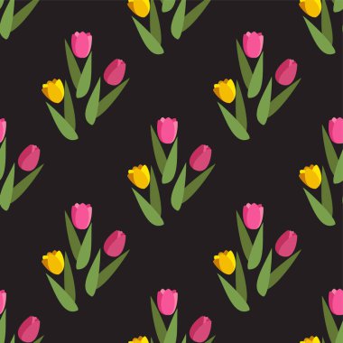 Vektör romantik laleler ile çizilmiş arka plan ver. Vintage seamless modeli laleler