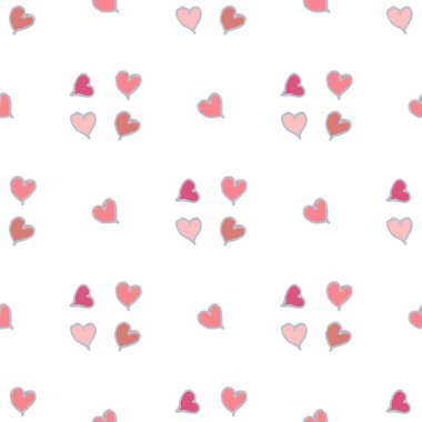 Kırmızı küçük kalpler ile vektör seamless modeli
