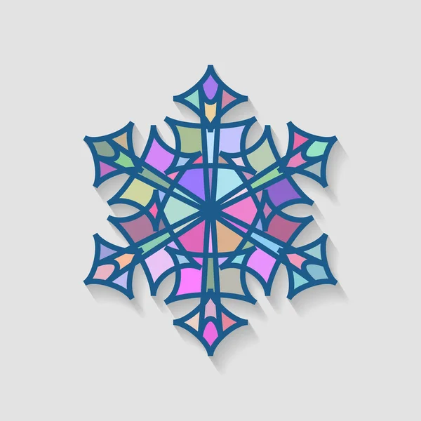 Ícone de floco de neve feito de fragmentos de mosaico multicoloridos. — Vetor de Stock