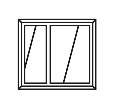 Plastik pencere izole simgesi. Vektör çizim beyaz arka planda siyah ve beyaz