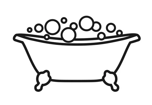 Isolated Icon Bath Tub Bubbles Vector Illustration White Background Black — Stock Vector