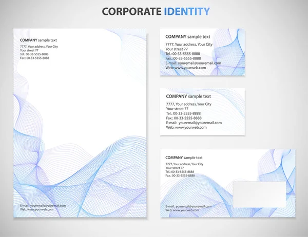 具有蓝色 Guilloche 模式的商务风格模板白色抽象背景 用于演示 信封或文档 带细线条的矢量设计布局 — 图库矢量图片