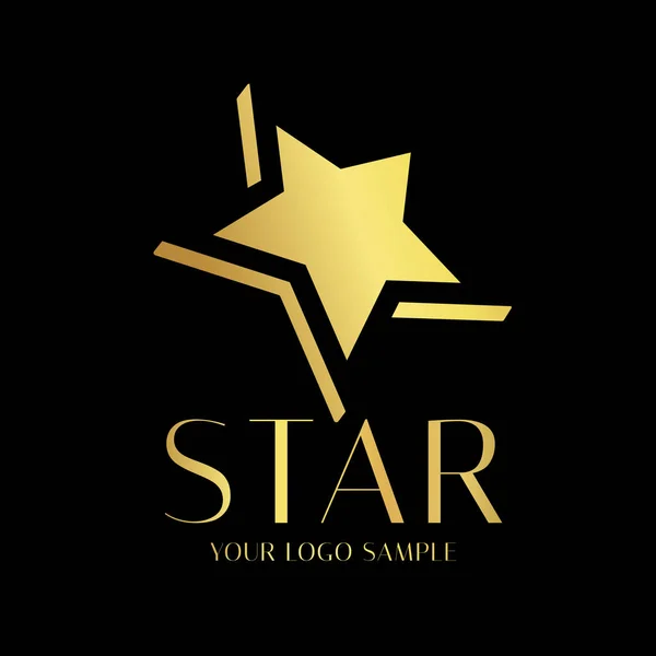Zole Golden Star Logo Şekli Siyah Zemin Üzerine Altın Vektör — Stok Vektör