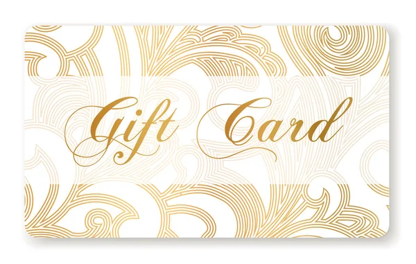 Cadeaubon Gift Card Korting Waardebon Met Goud Patroon Het Ontwerp — Stockvector