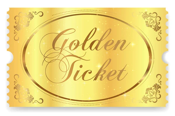 Golden Ticket Gold Ticket Tear Vector Template Design Star Golden — Stock Vector