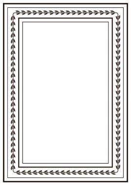 Çerçeve kenarlığı tasarım şablonu. Sertifika, davet, belge, menü vb için beyaz boş arka plan siyah ve beyaz dekoratif vektör sınırında.
