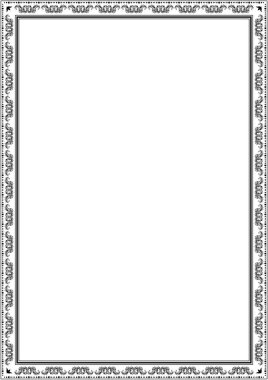 Çerçeve kenarlığı tasarım şablonu. Sertifika, davet, belge, menü vb için beyaz boş arka plan siyah ve beyaz dekoratif vektör sınırında.