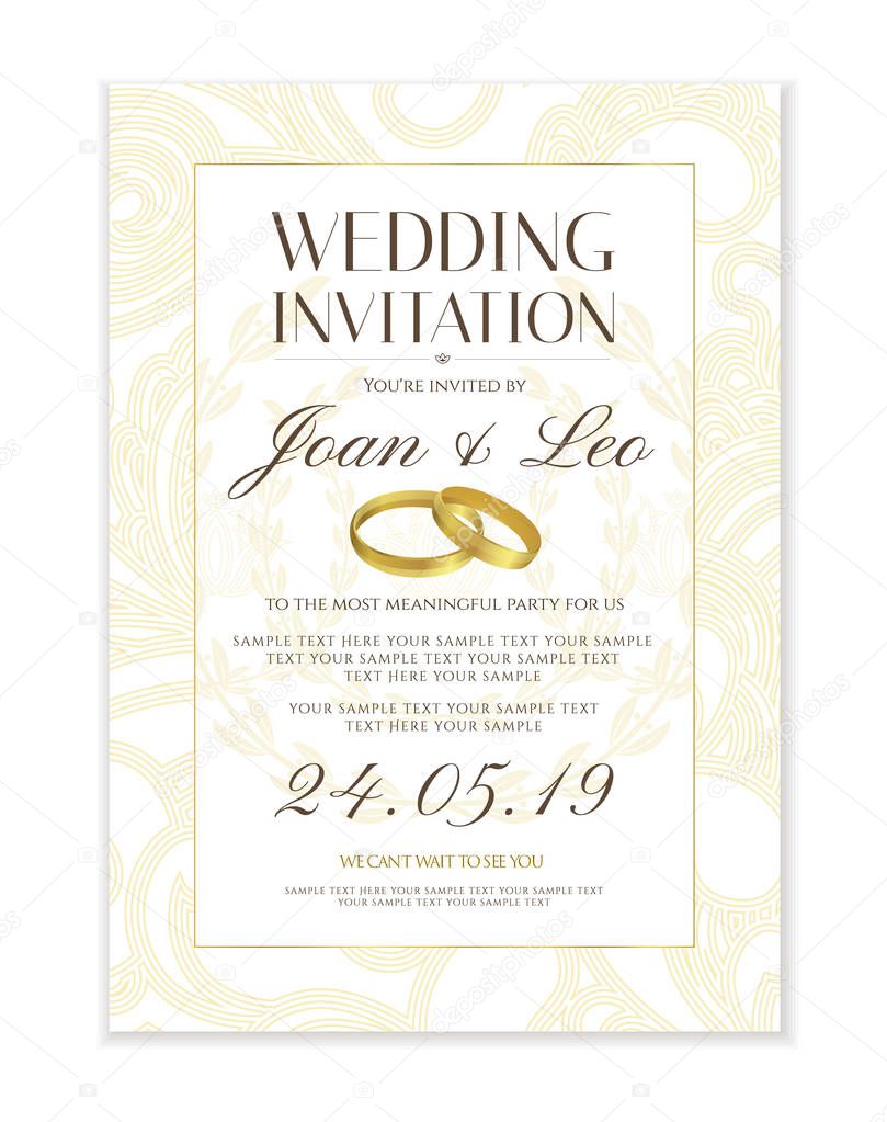 Plantilla Diseño Invitación Boda Guardar Tarjeta Fecha Fondo Blanco Clásico  Vector de stock por ©Shiny777 204653856, image size:809x1023