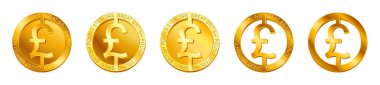 Para büyük İngiliz Sterlini işareti (gümüş sikke simge) beyaz arka plan üzerinde izole vektör. Altın Gbp sikke simge tasarım, konsept illüstrasyon bankacılık İngiltere para birimi