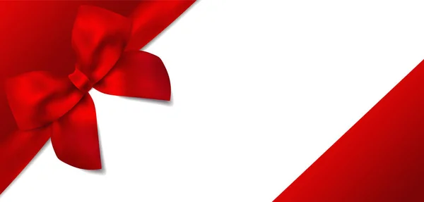 商品券 クーポン テンプレート 赤いリボン 白い背景に赤いリボン ブランクのベクトル デザイン ギフト カード — ストックベクタ