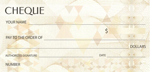 Cheque Cheque Plantilla Chequera Patrón Guilloche Con Marca Agua Abstracta — Vector de stock