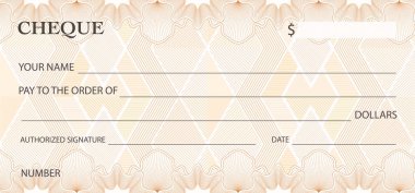 Onay (Çek), Çek defteri şablon. Guilloche desen ile soyut filigran. Banknot, para tasarım, para birimi, banknot, arka planını çeki, hediye çeki, para kupon, Bilet