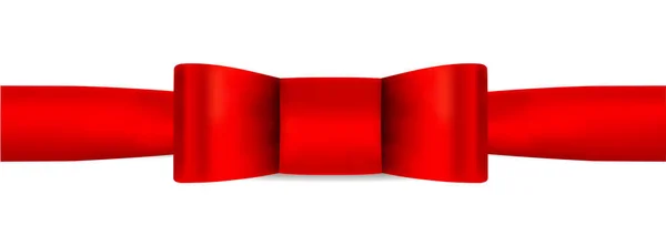 Czerwona Kokarda Krawat Czerwoną Wstążką Wakacje Boże Narodzenie Urodziny Karty — Wektor stockowy