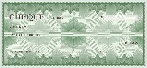 Cheque Chequebook Template Guilhochê Padrão Com Marca Água Floral Abstrato — Vetor de Stock