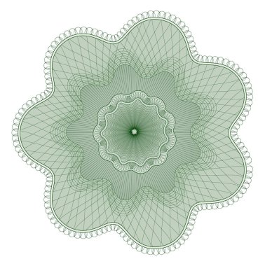 Guilloche desen, filigran, rozet (satır öğeleri) para tasarım, fiş, para birimi, hediye sertifikası, kupon, banknot, diploma, onay, Not için