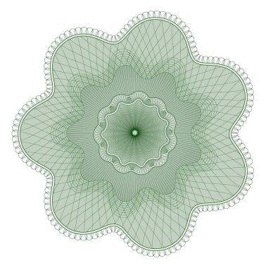 Guilloche pattern, watermark, rosette (line elements) for money design, voucher, currency, gift certificate, coupon, banknote, diploma, check, note clipart