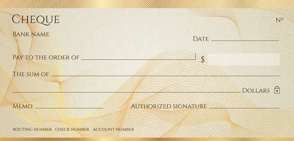 Cheque Chequebook Template Guilhochê Padrão Com Linha Abstrata Marca Água —  Vetores de Stock