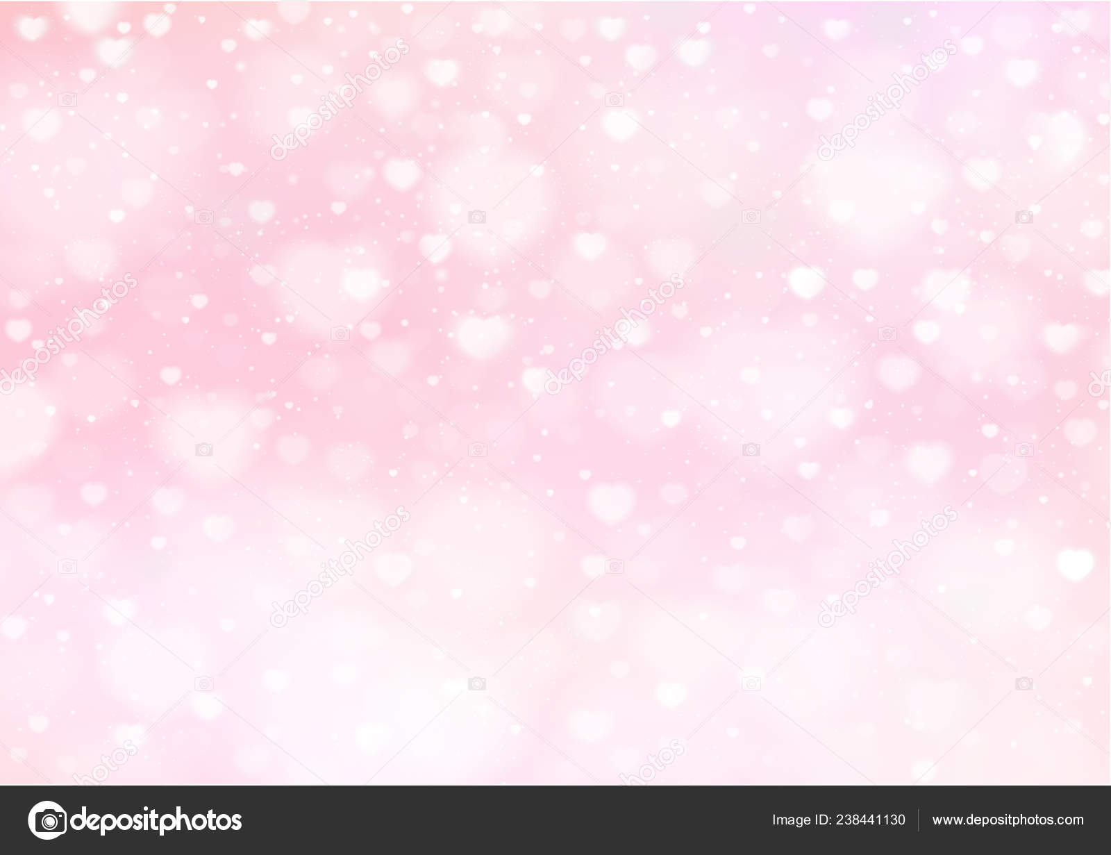 Light Blank Background Bokeh Hearts Pink Vector Backdrop Romantic