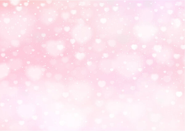 Светлый чистый фон с боке-сердцами. Розовый векторный фон с романтическим красивым рисунком для любовного письма (День Святого Валентина)
)