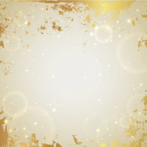 Blank Vector Grunge Background Golden Paint Border Twinkle Stars Holiday — Stock vektor