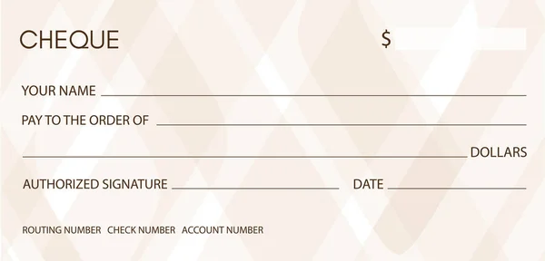 小切手 チェック 小切手帳テンプレート 銀行紙幣 通貨マネー デザイン パターンと背景に注意してください クーポン ギフト券 クーポン — ストックベクタ
