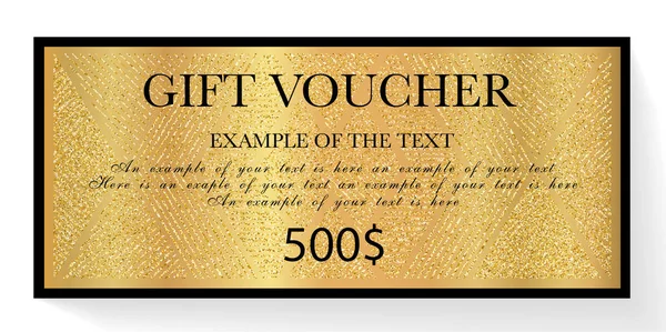 Gift Voucher Waardebon Golden Ticket Met Sparkle Starry Glitter Achtergrond — Stockvector