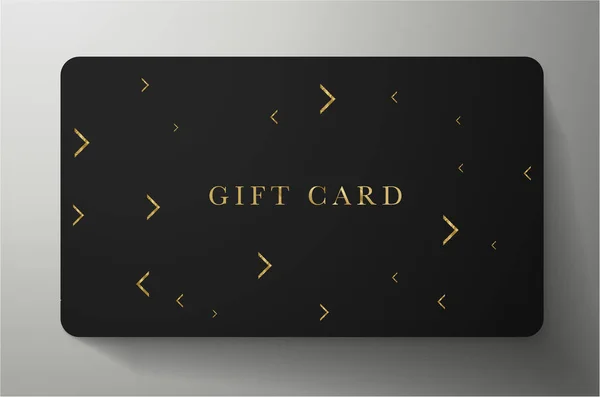 黑色背景的金色箭头礼券 适用于任何最低设计 高级购物卡 忠诚卡 优惠券或礼券的黑暗模板 — 图库矢量图片