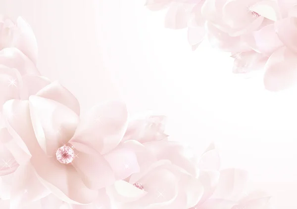 Fondo Flores Con Magnolia Rosa Plantilla Diseño Floral Blanco Útil — Foto de Stock