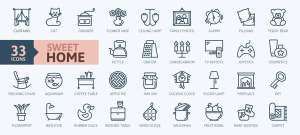 Home, sweet home - minimal thin line web icon set. Outline icons collection.Simple vector illustration.