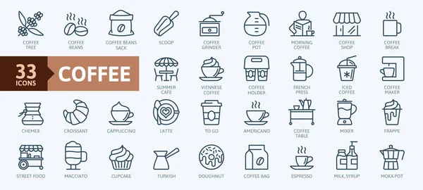 Kaffeemaschine Kaffeehaus Café Elemente Minimale Dünne Linie Web Icon Set — Stockvektor