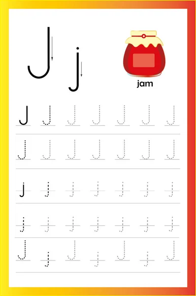Alphabet Writing Practice Tracing Letter Exercises Kids — Stock Vector