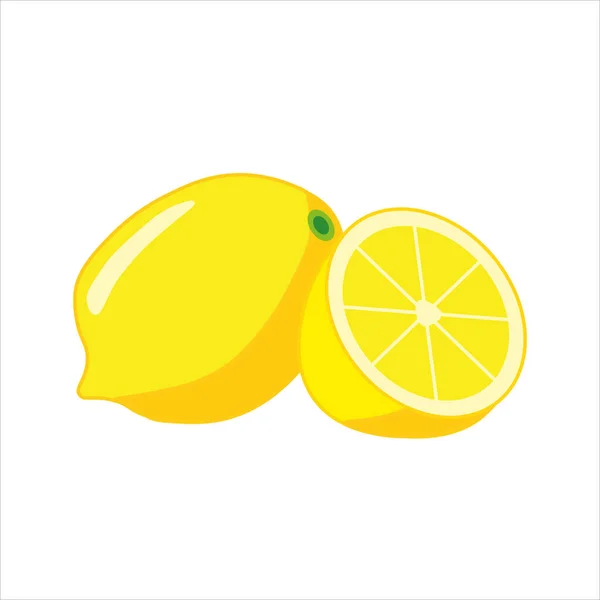 Whole Lemon Slice Isolated White Background Vector Illustration Flat Style — Stock Vector