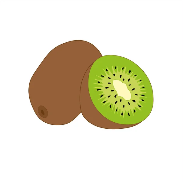 Fruta Kiwi Entera Sus Segmentos Cortados Rodajas Aislados Sobre Fondo — Vector de stock