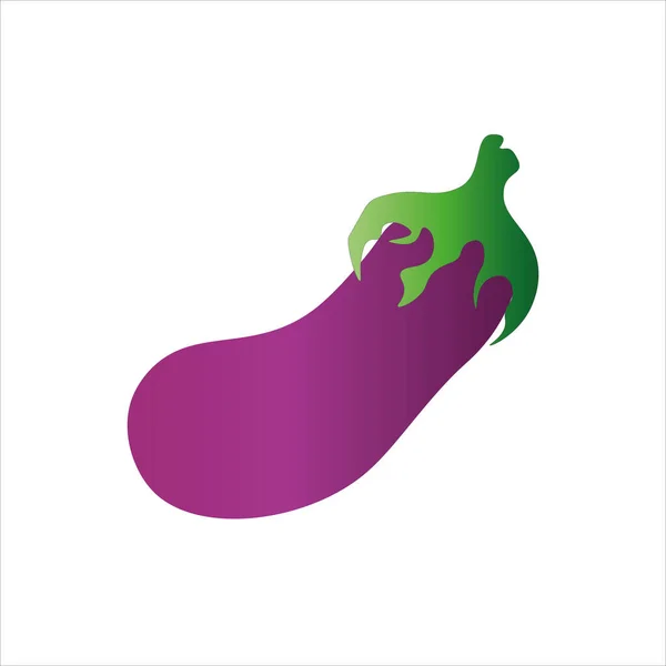 Purple Eggplant Isolated White Background Vector Illustration Flat Style — Stock Vector