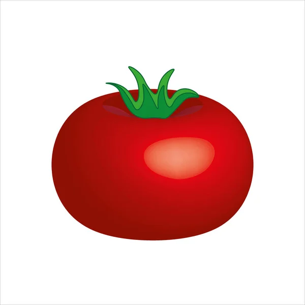Pomodoro Rosso Isolato Fondo Bianco Illustrazione Vettoriale Stile Piatto — Vettoriale Stock