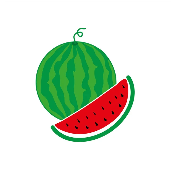 Wassermelone Isoliert Auf Weißem Hintergrund Vektorillustration Flachen Stil — Stockvektor