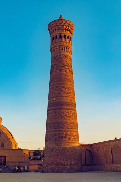 Minarett Kalyan Bei Sonnenuntergang Mit Kopierraum Buchara Usbekistan Unesco Welterbe — Stockfoto