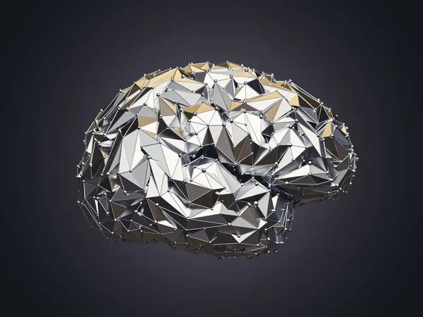Cerveau métallique illustration 3d — Photo