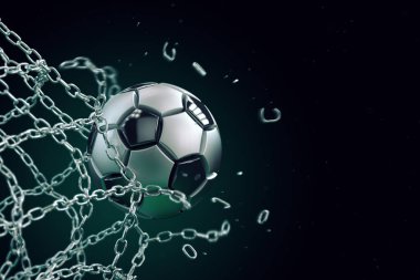 Metal kıran ağdan yapılmış futbol topu.
