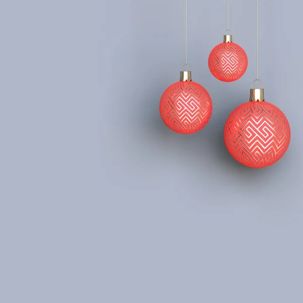 New Year theme, 3d render. Postcard, background, three-dimensional, shiny, Christmas balls isolated on background with space for text. Ideal for invitations or ads