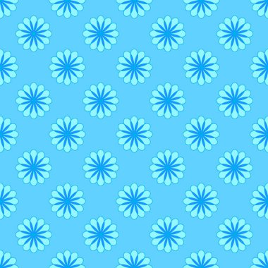 Soyut çiçek desenli mavi zemin üzerine