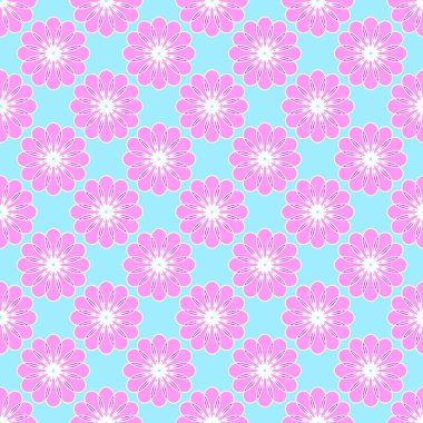 Soyut çiçek desenli mavi zemin üzerine