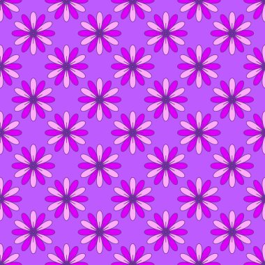 Soyut çiçek desenli mor zemin üzerine