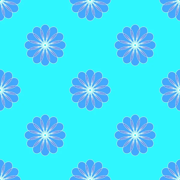 Abstract Floral Patroon Cyaan Achtergrond — Stockvector