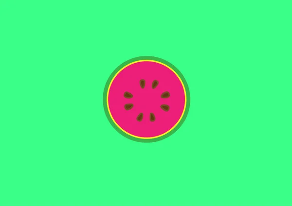 Watermelon Slice Neon Green Background — Stock Photo, Image